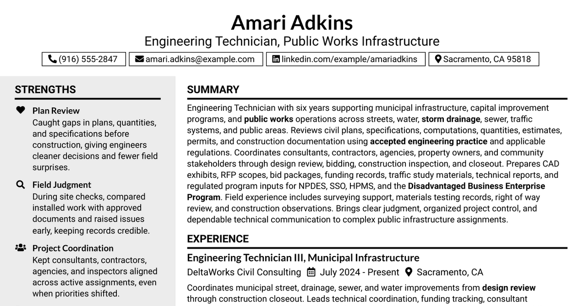7 Engineering Technician Resume Templates with Example
