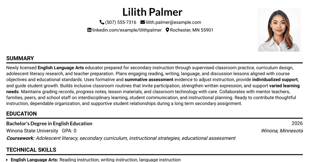 7 English Language Arts Teacher - Grades 9-12 Resume Templates with Example