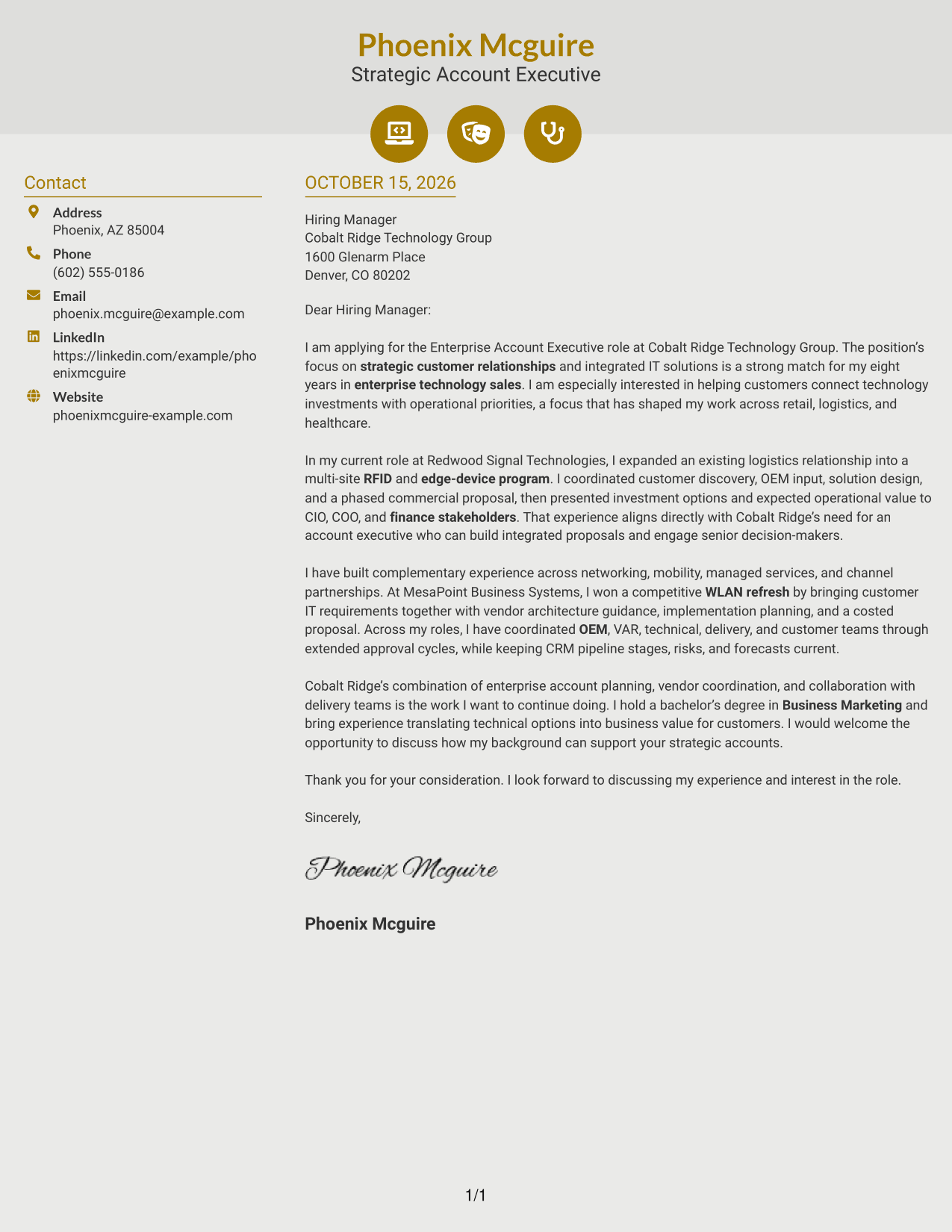 Cover letter example — page 1