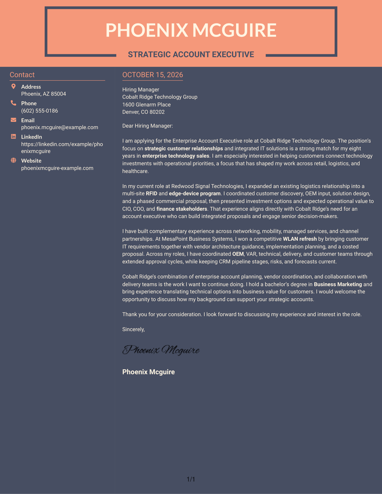 Cover letter example — page 1