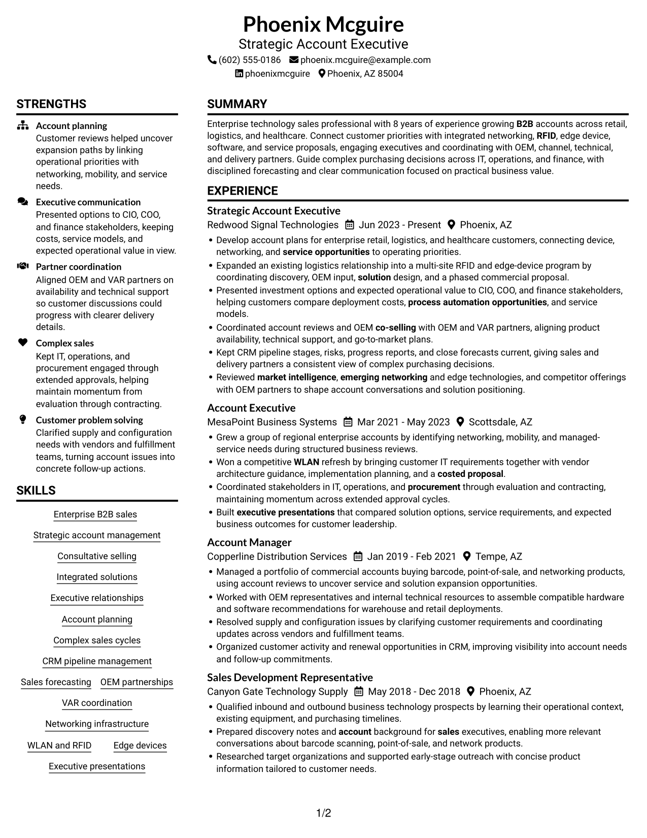 Resume example — page 1