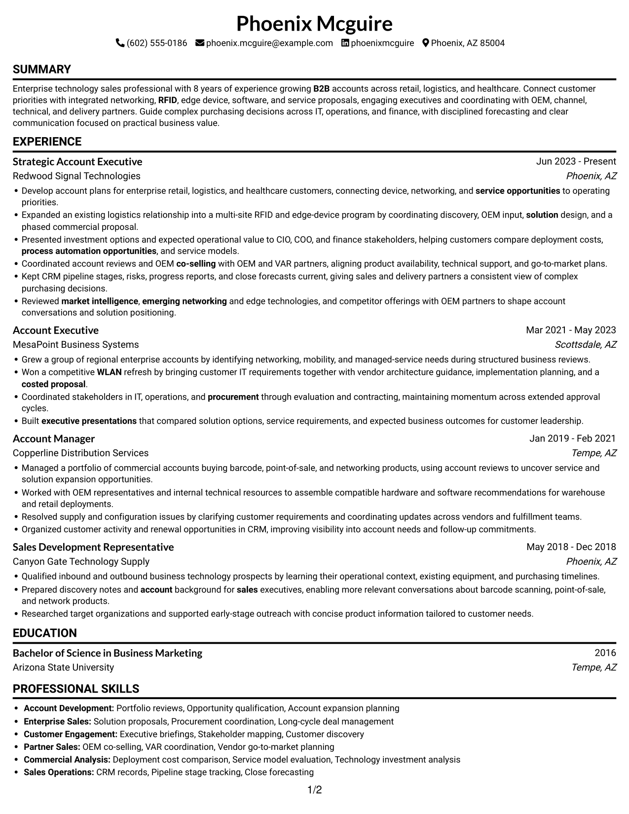 Resume example — page 1