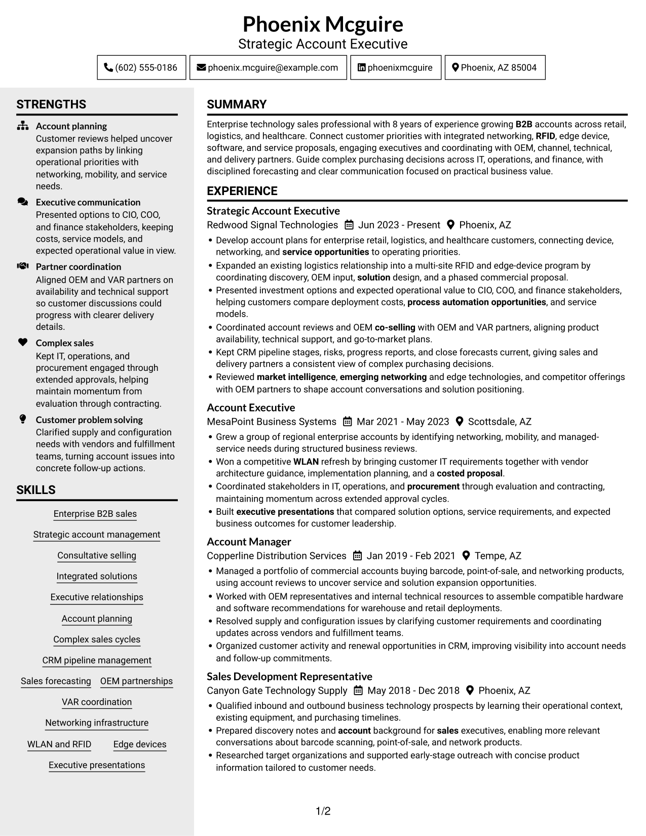 Resume example — page 1