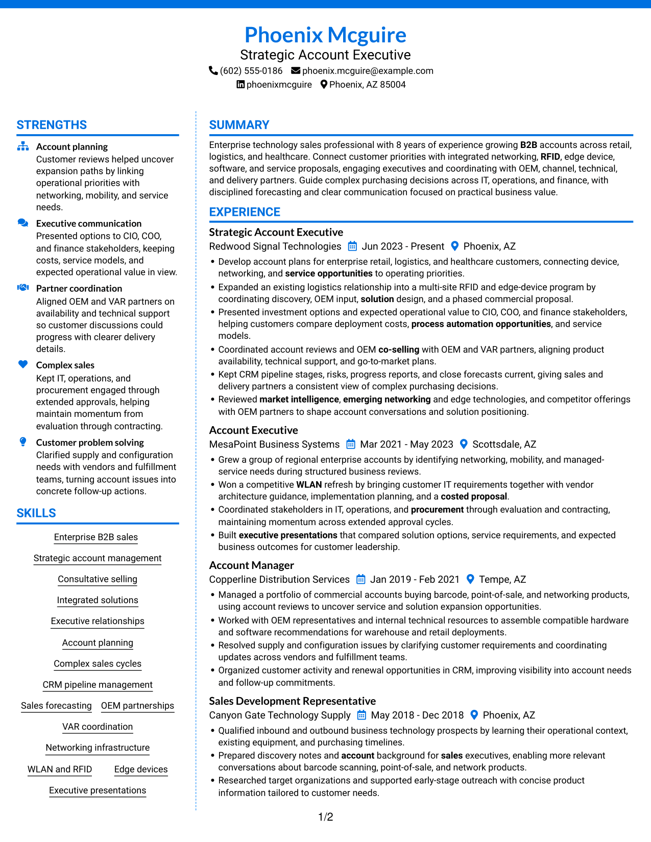 Resume example — page 1