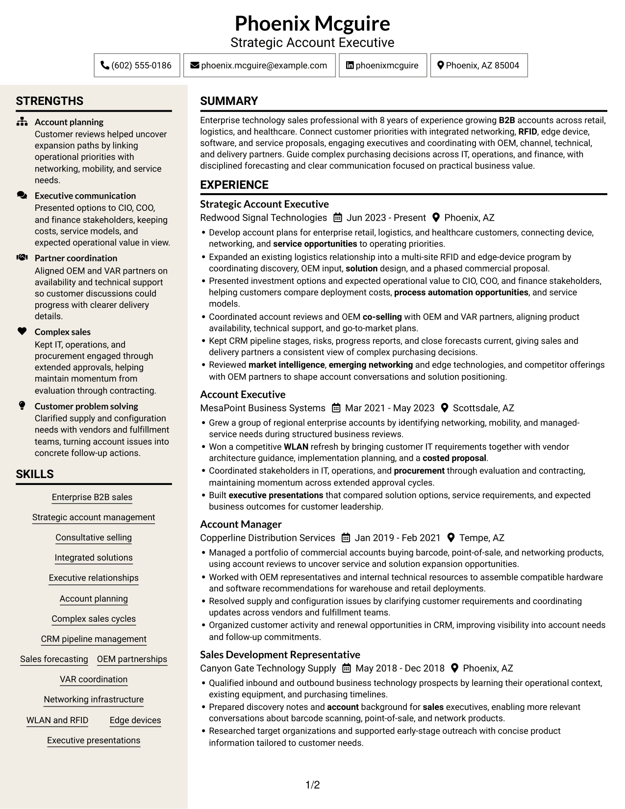 Resume example — page 1