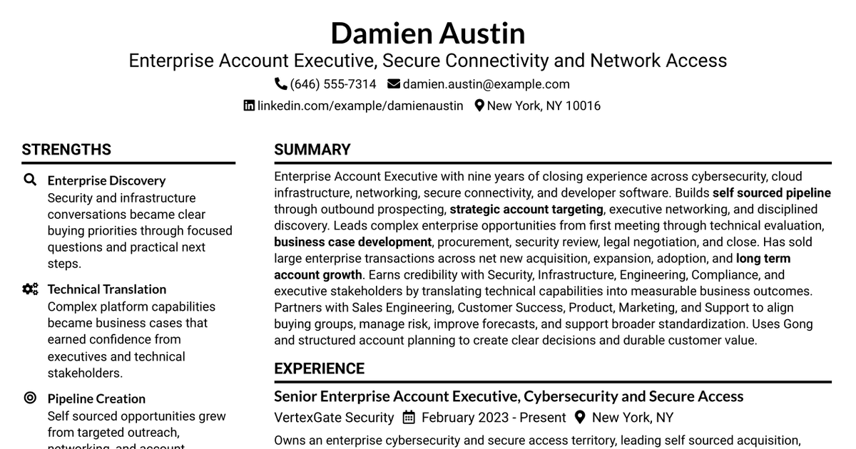 7 Enterprise Account Executive Resume Templates with Example