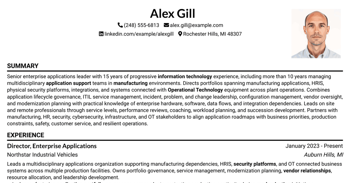 7 Enterprise Applications Area Manager Resume Templates with Example