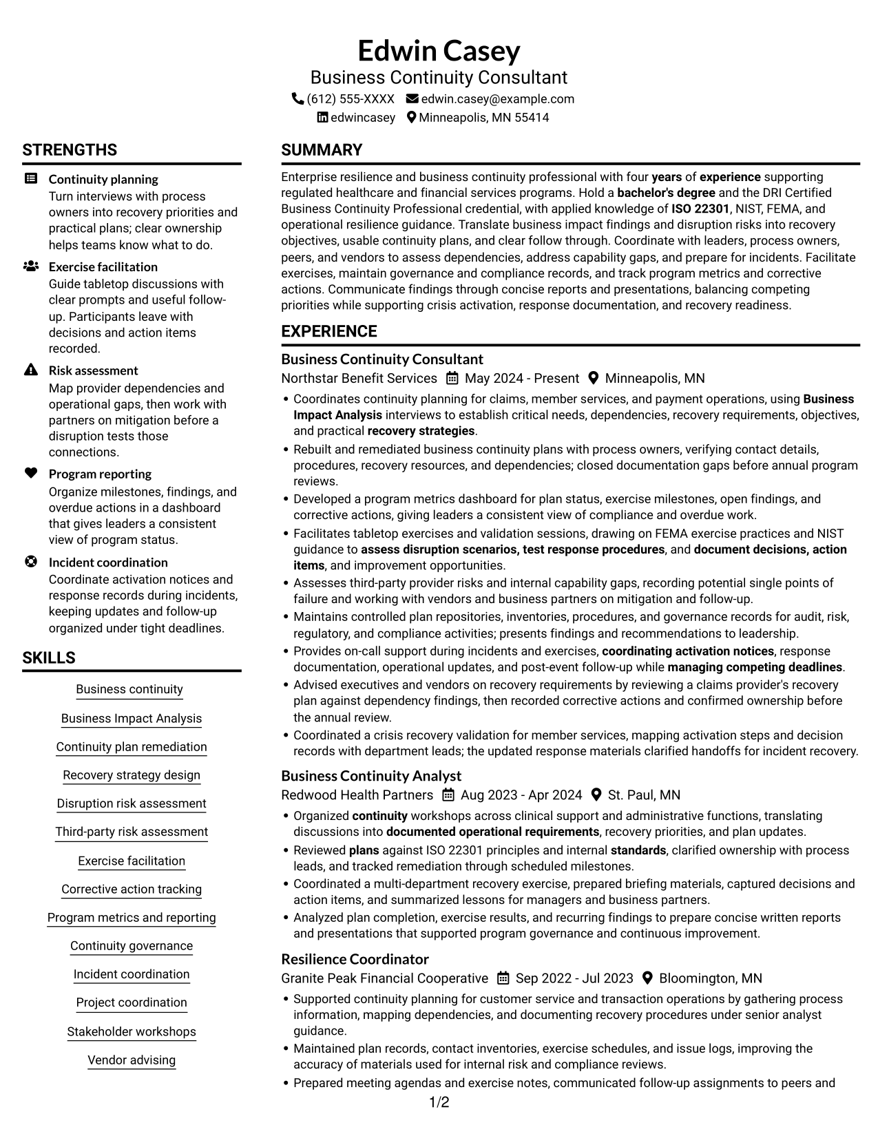 Resume example — page 1