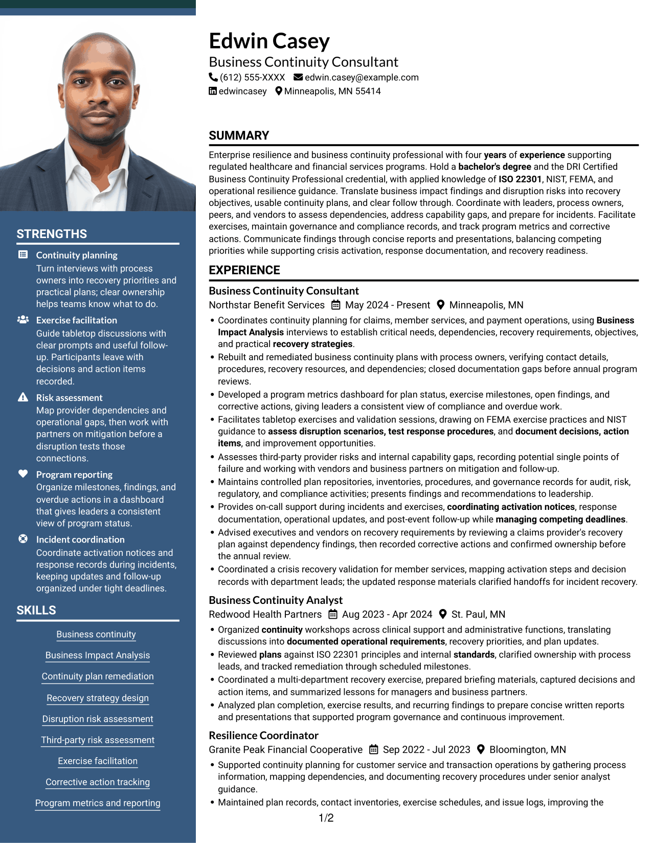 Resume example — page 1