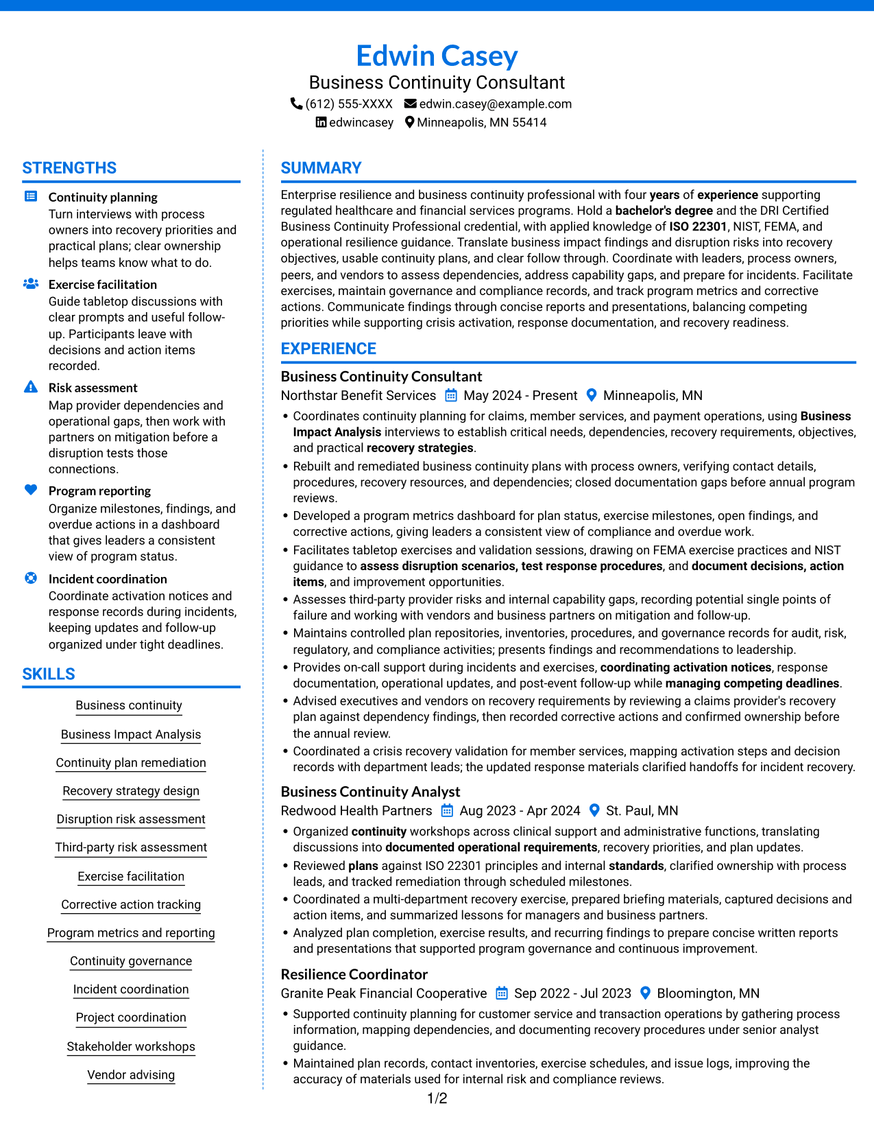 Resume example — page 1