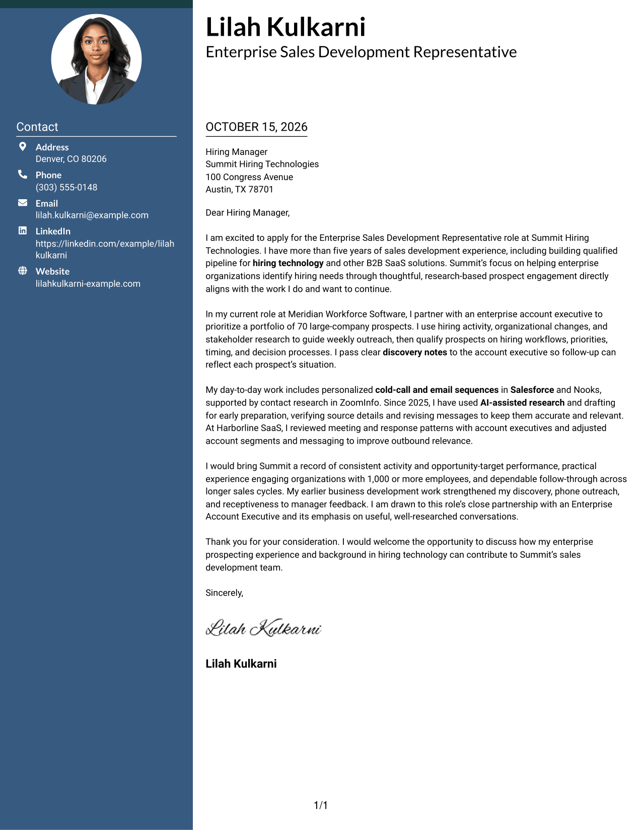Cover letter example — page 1