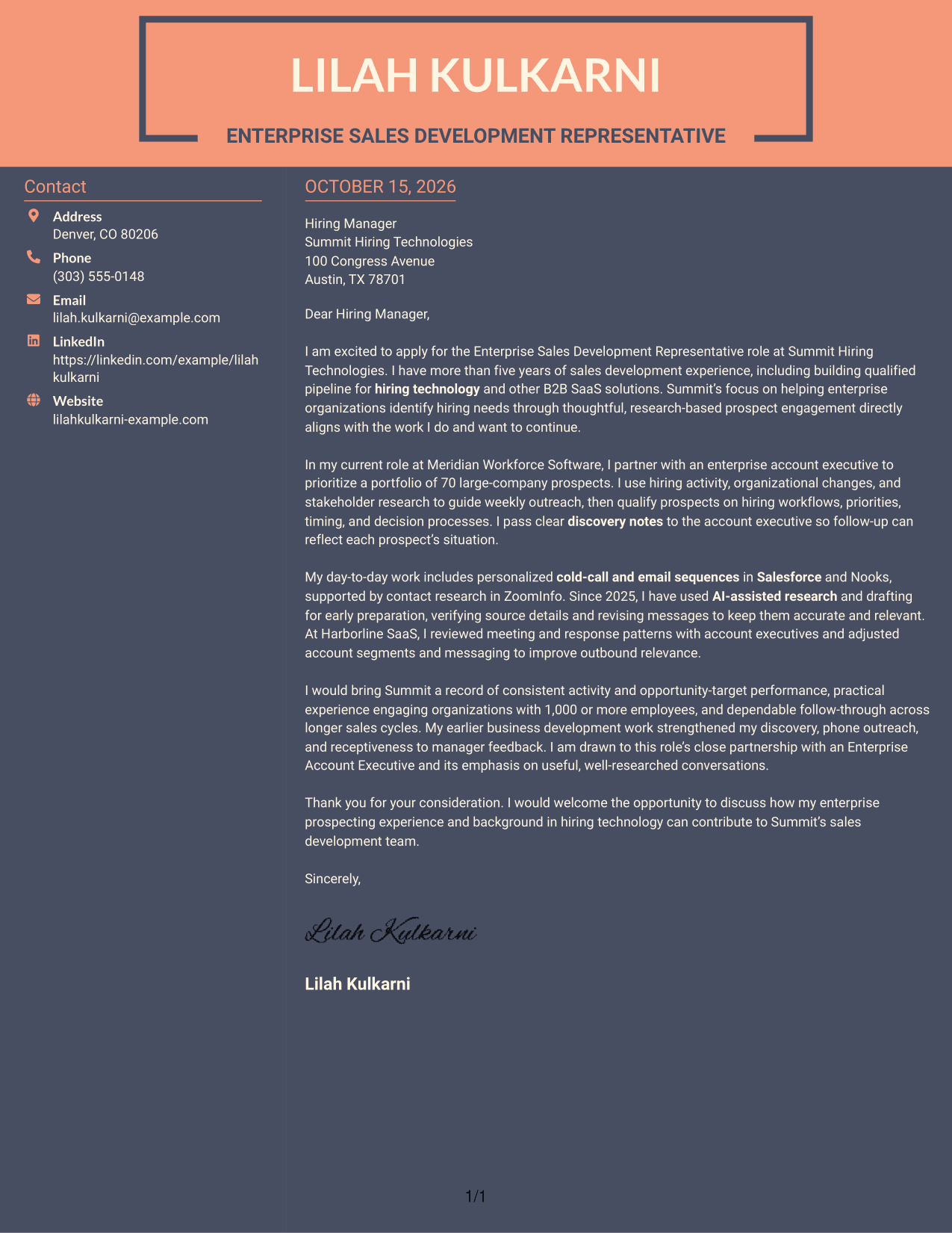 Cover letter example — page 1