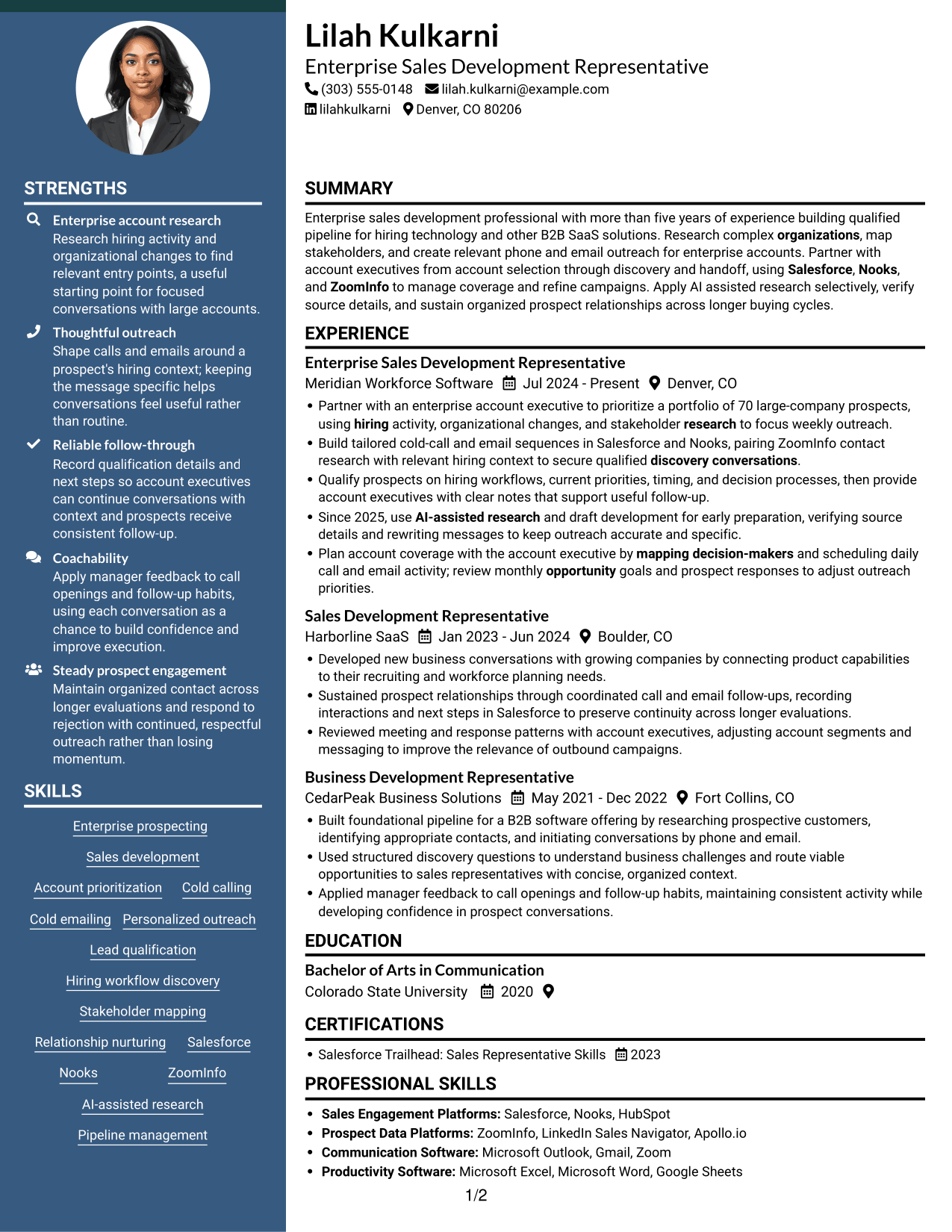 Resume example — page 1