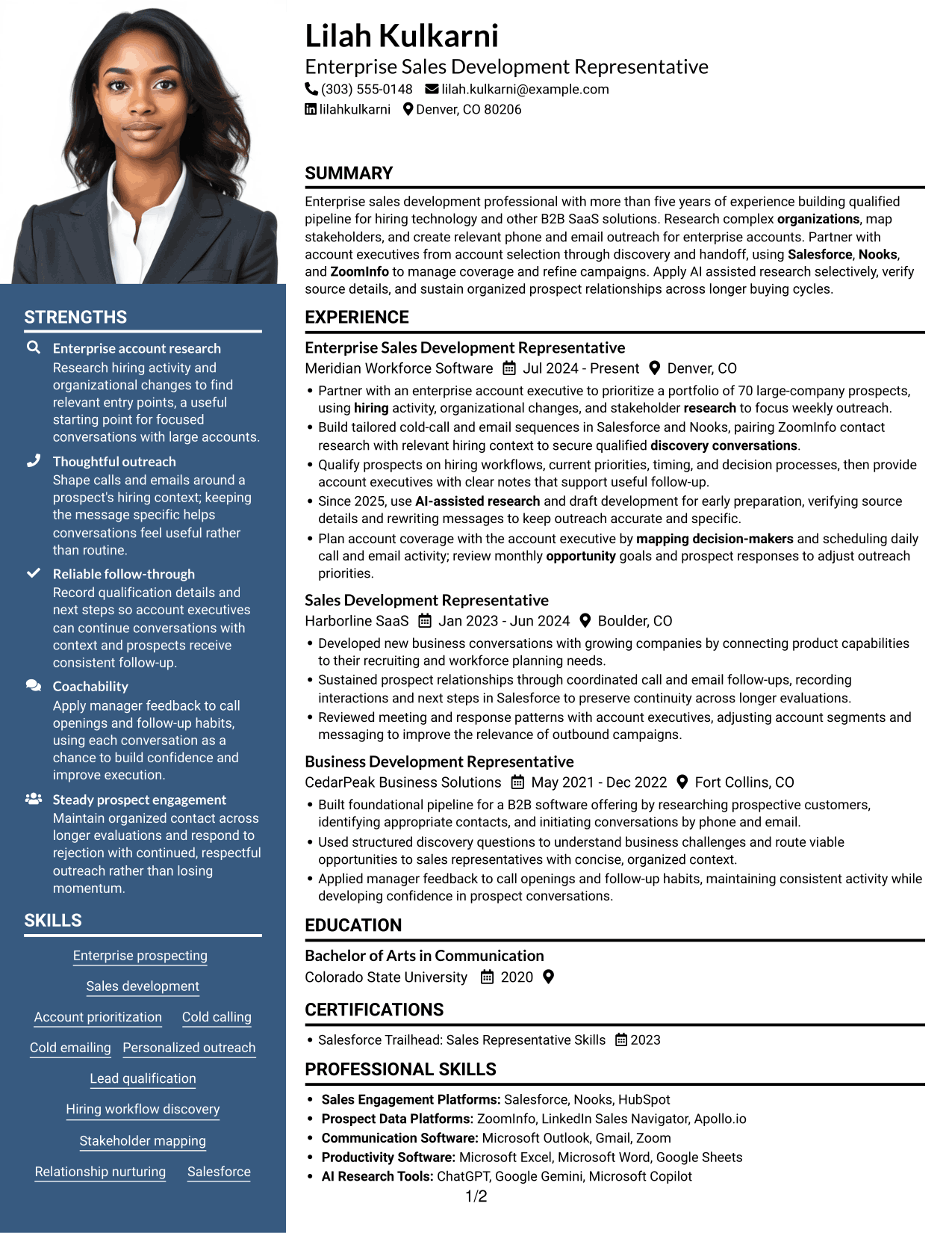 Resume example — page 1