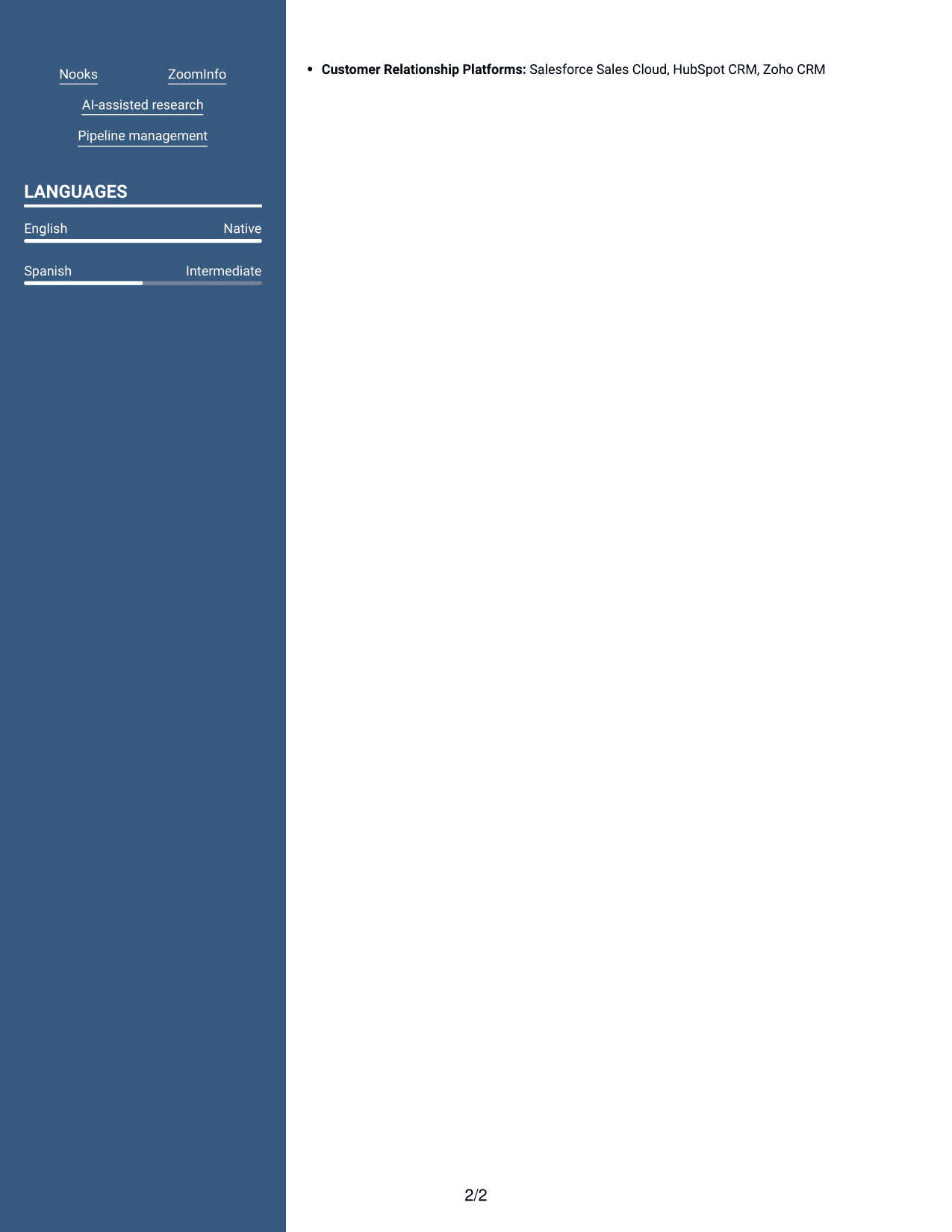 Resume example — page 2