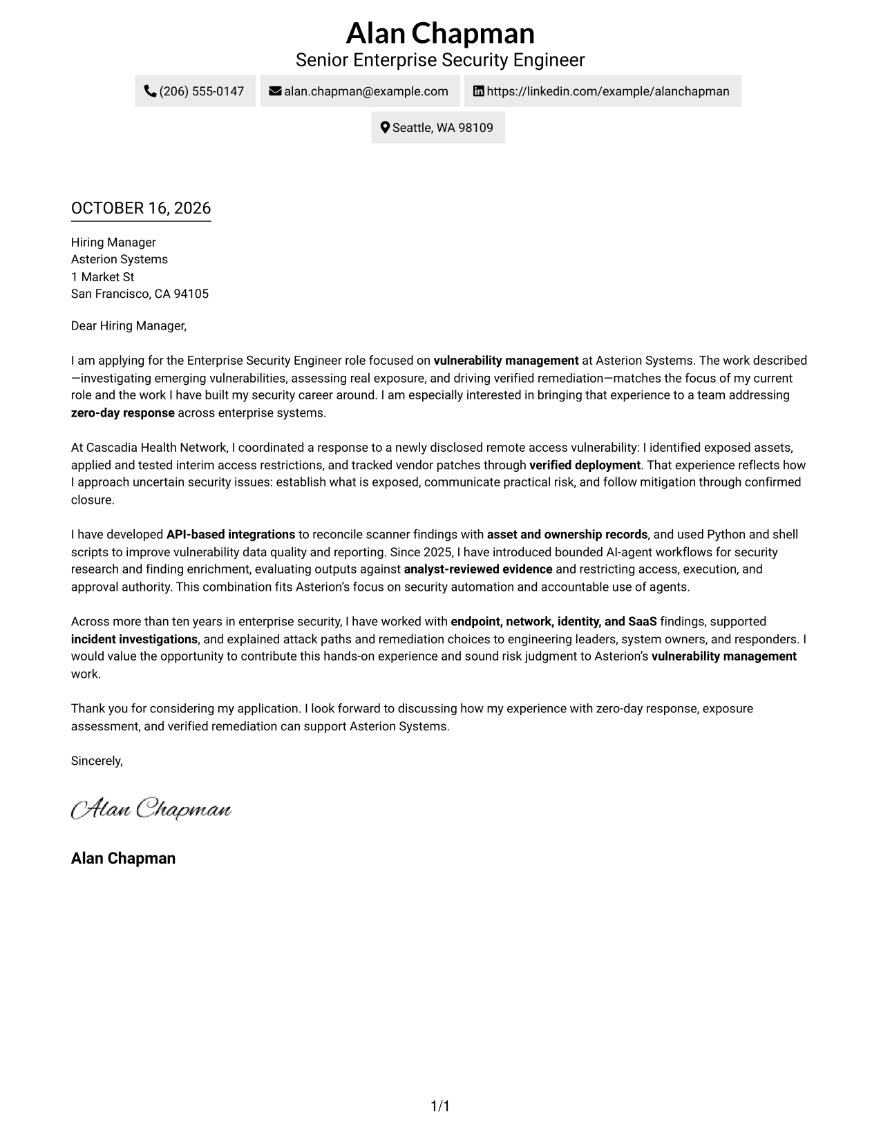 Cover letter example — page 1