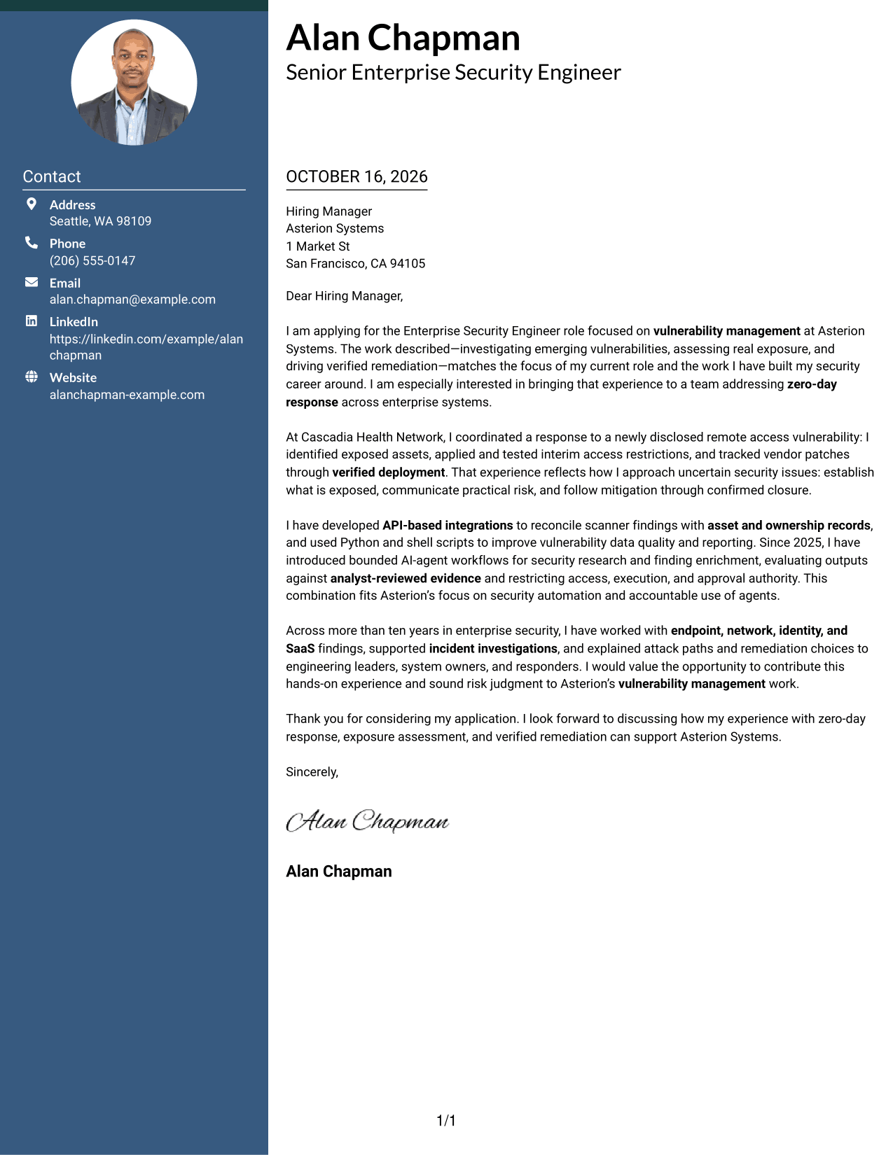 Cover letter example — page 1