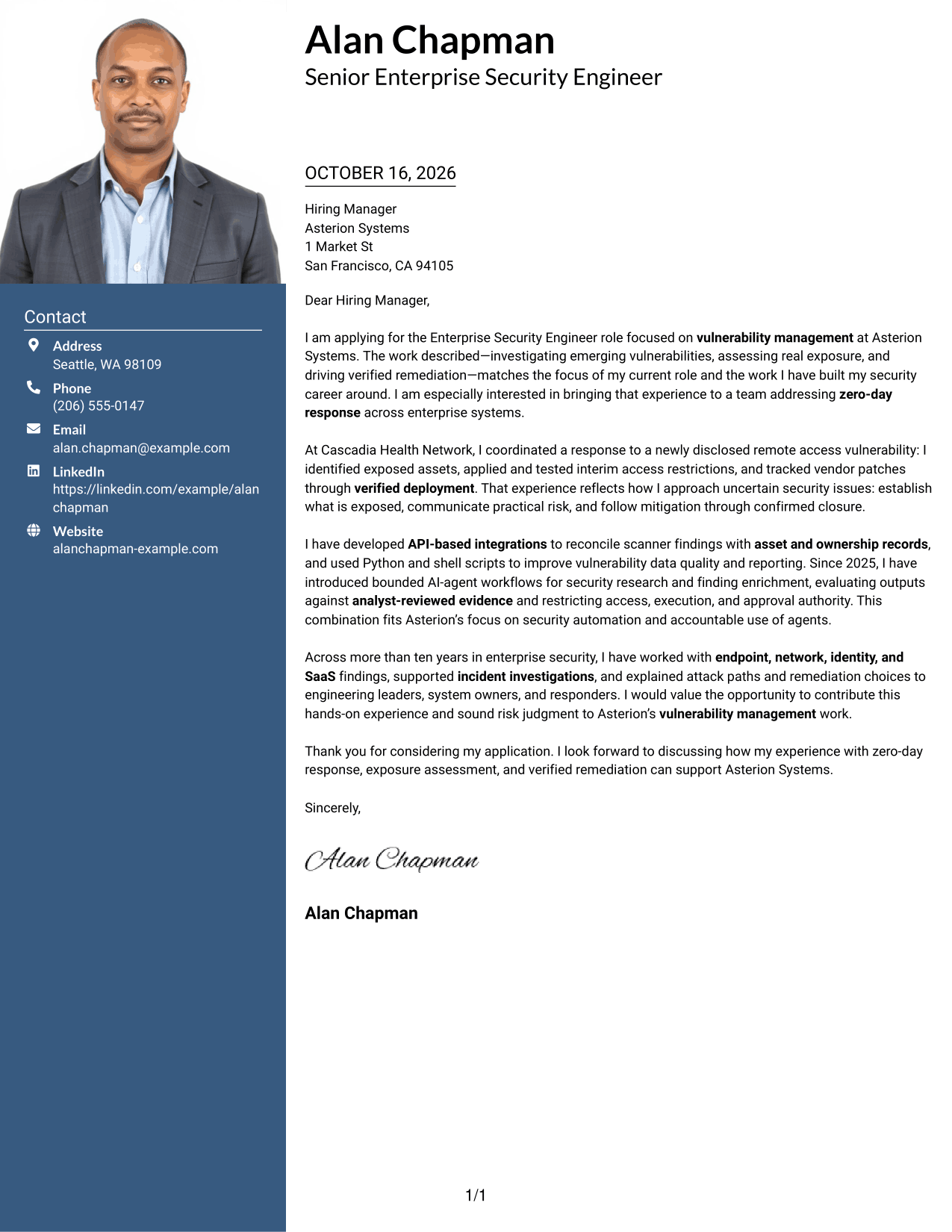 Cover letter example — page 1