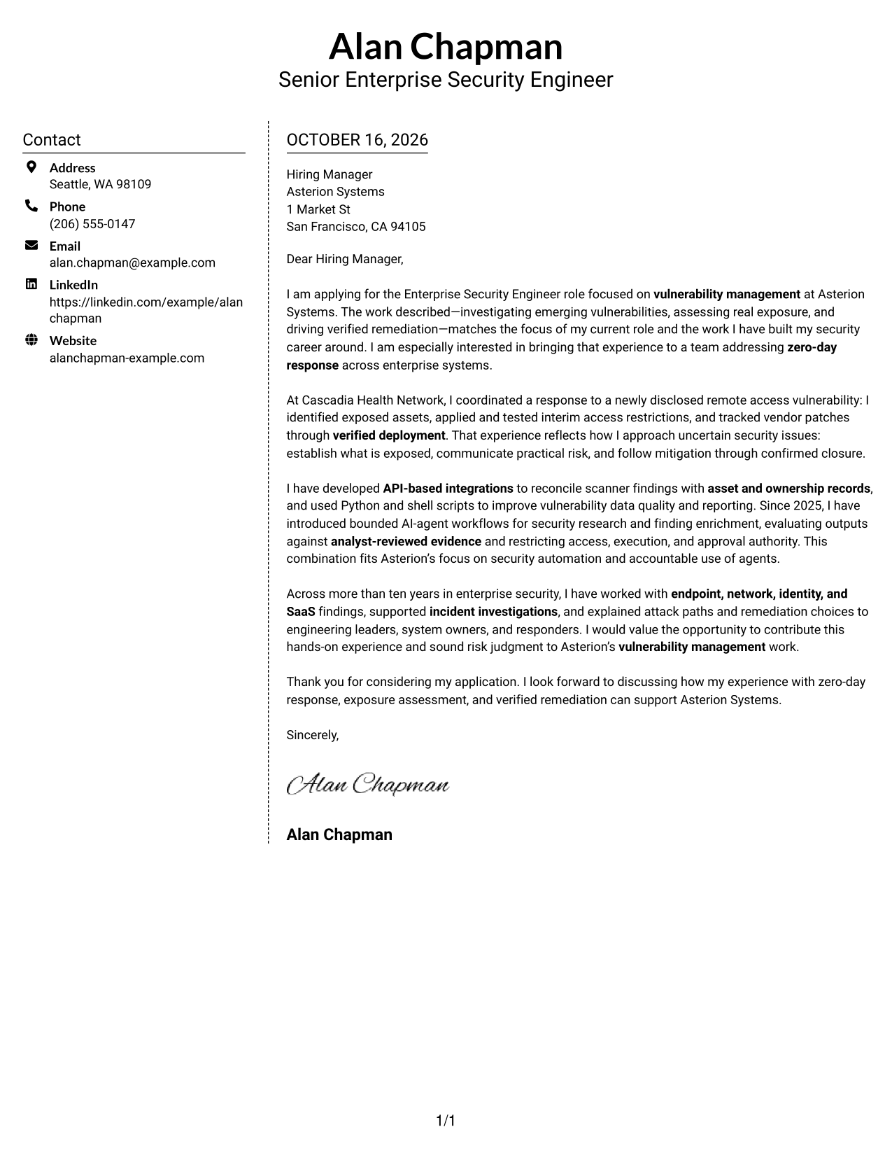 Cover letter example — page 1