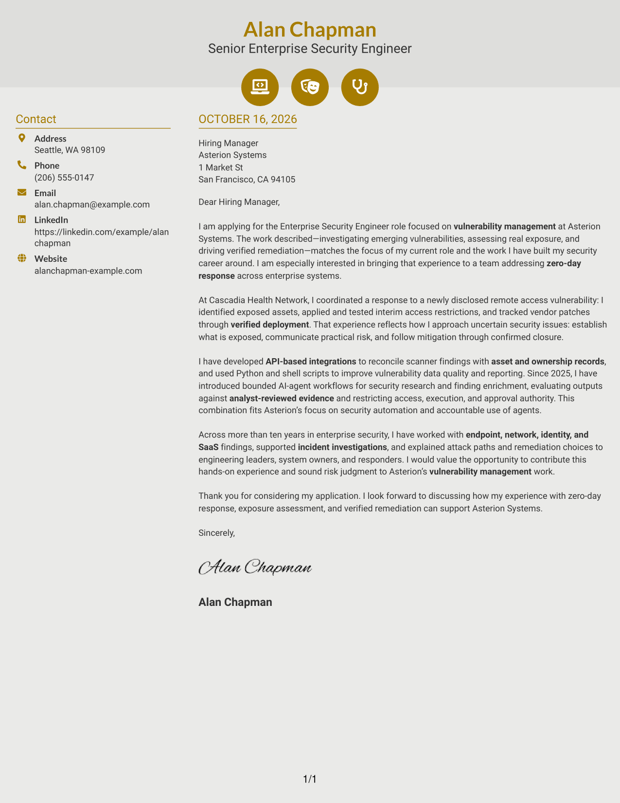 Cover letter example — page 1