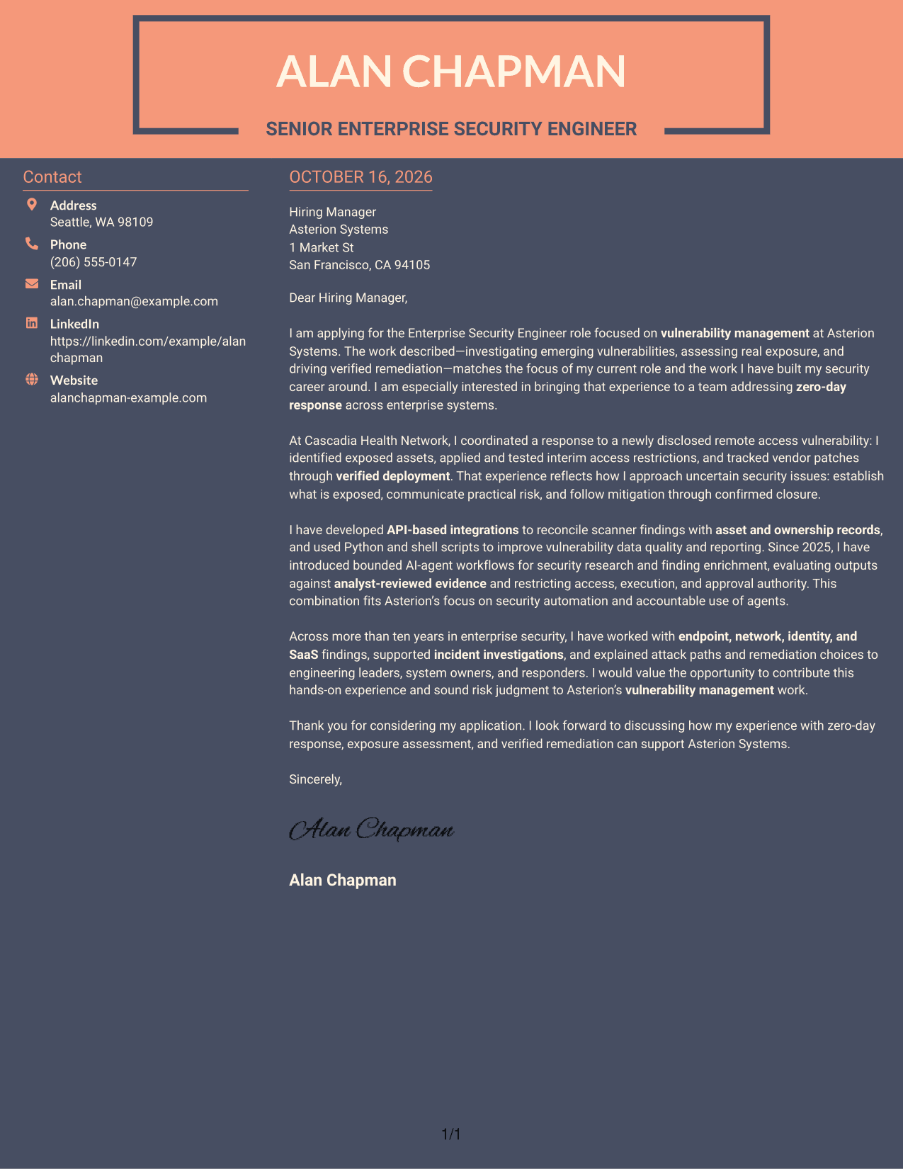 Cover letter example — page 1