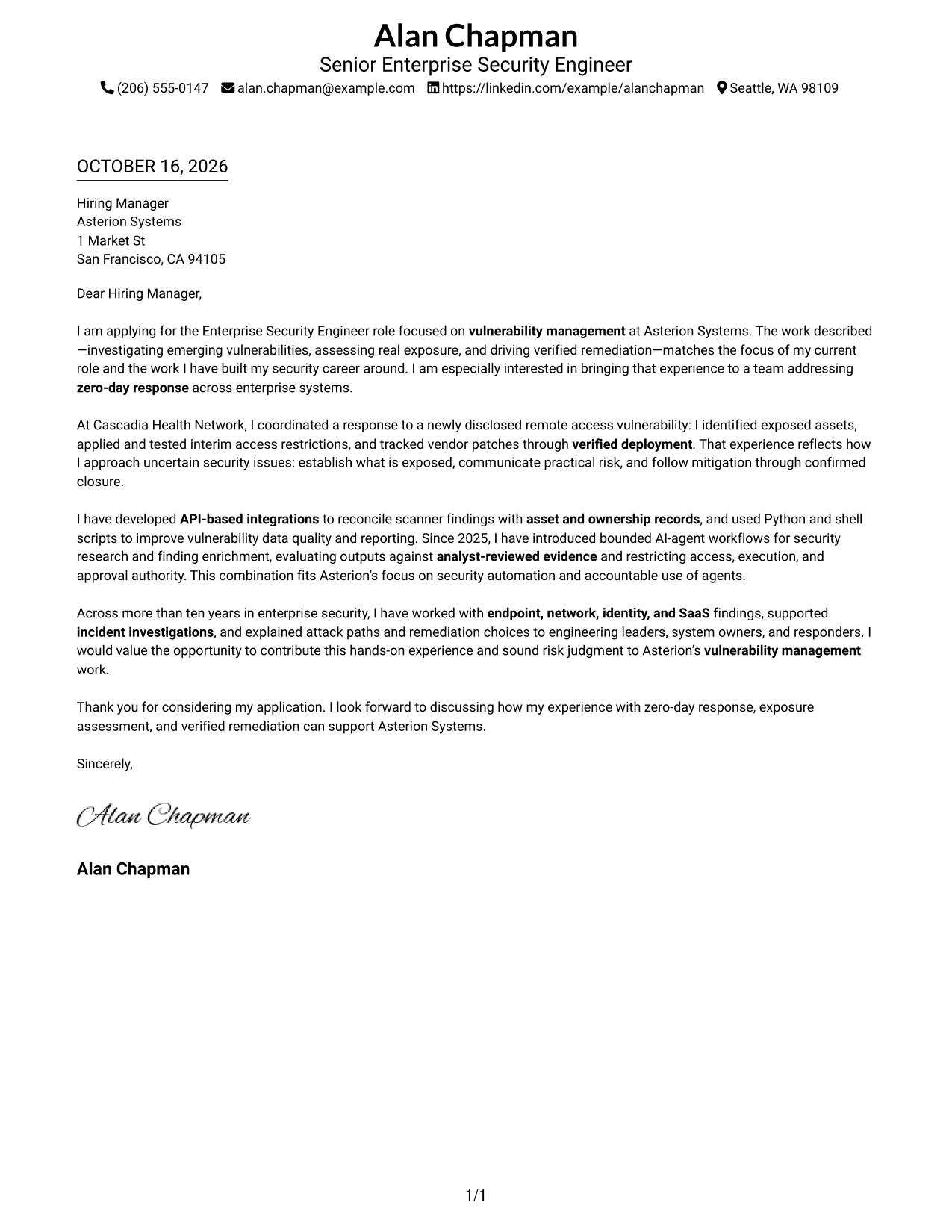 Cover letter example — page 1
