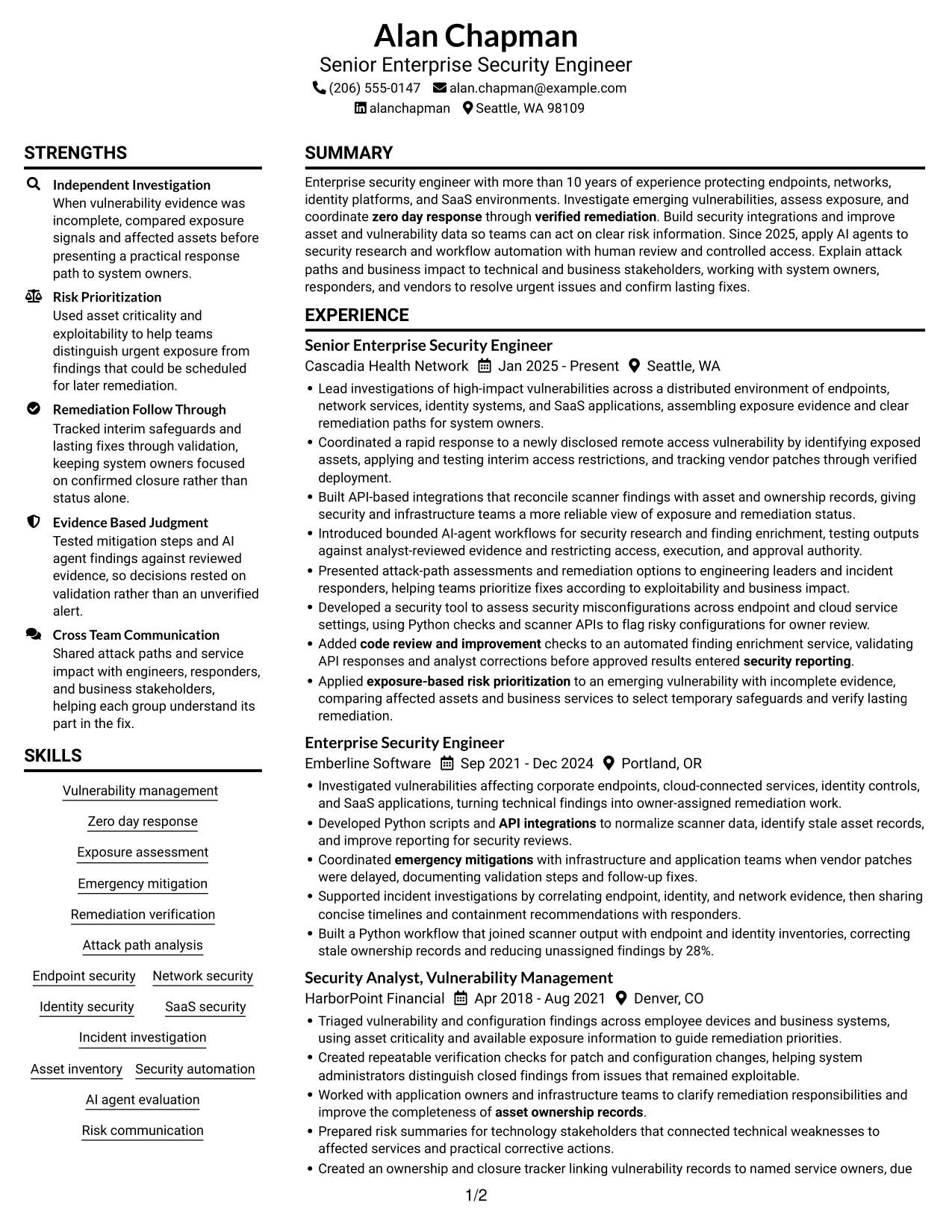 Resume example — page 1