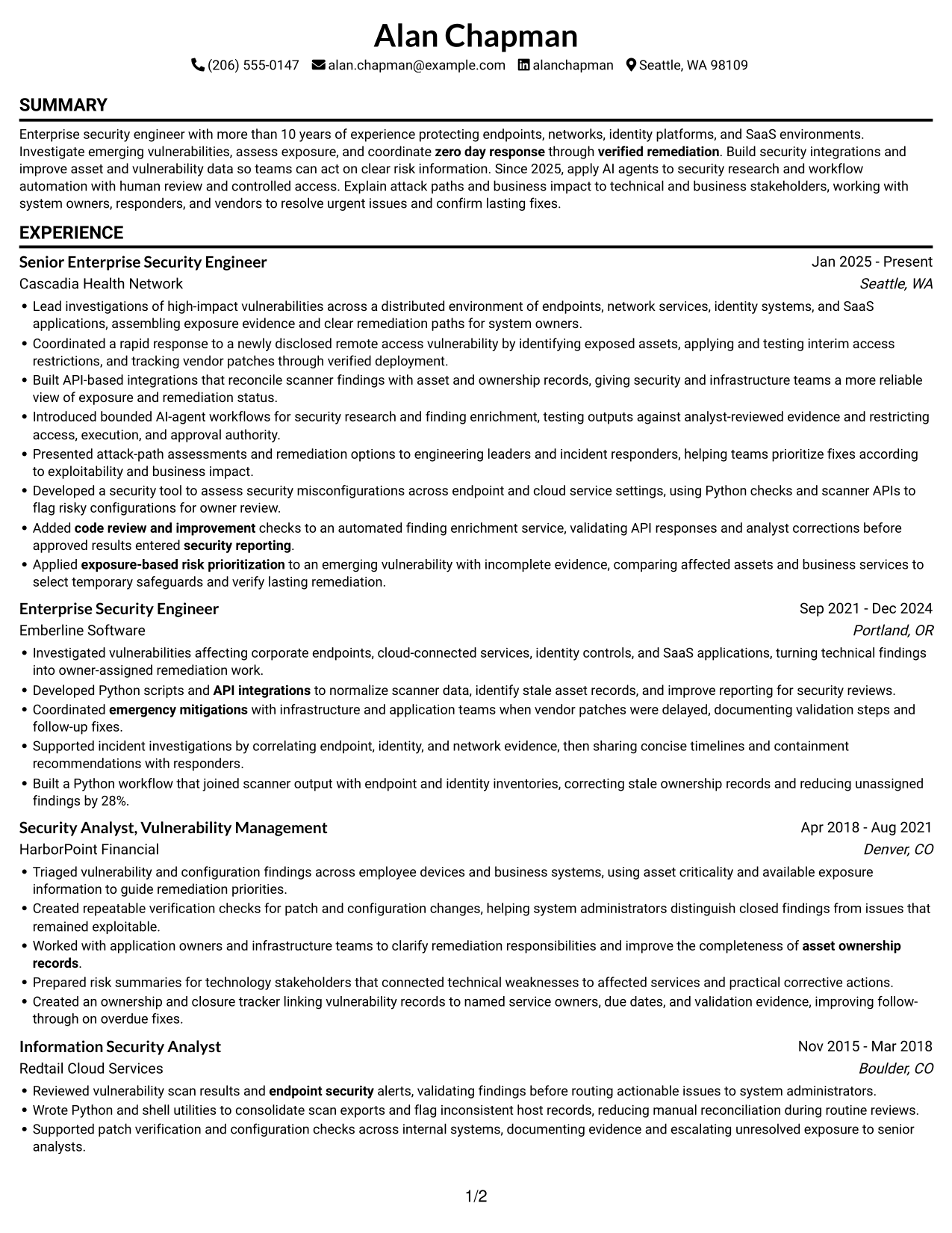 Resume example — page 1