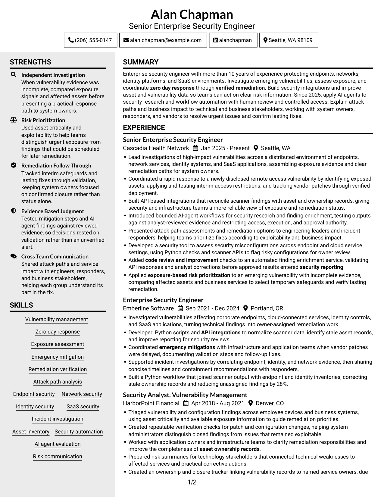 Resume example — page 1