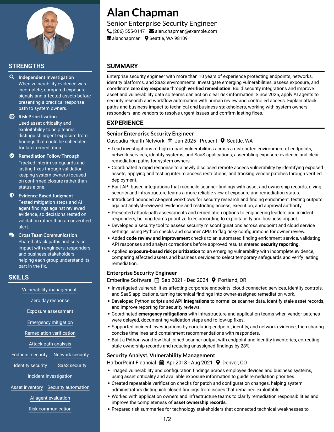 Resume example — page 1