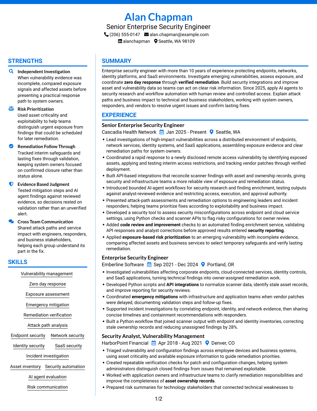 Resume example — page 1