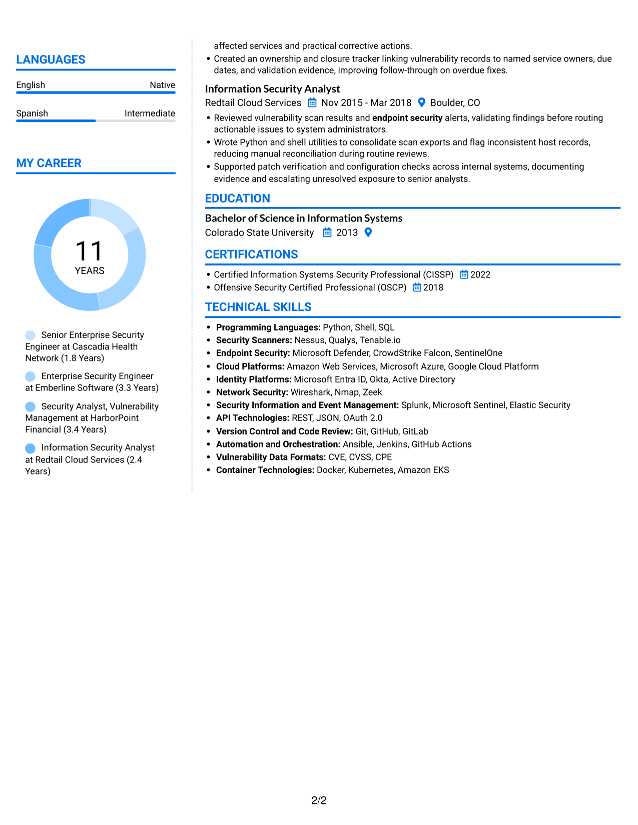 Resume example — page 2