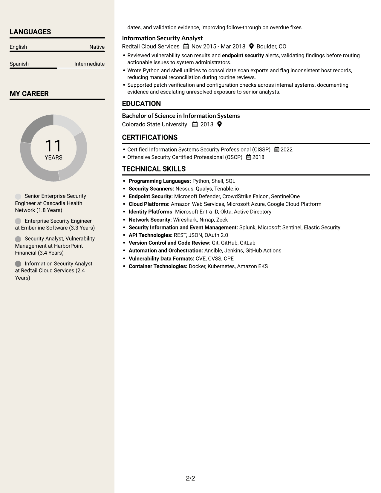 Resume example — page 2