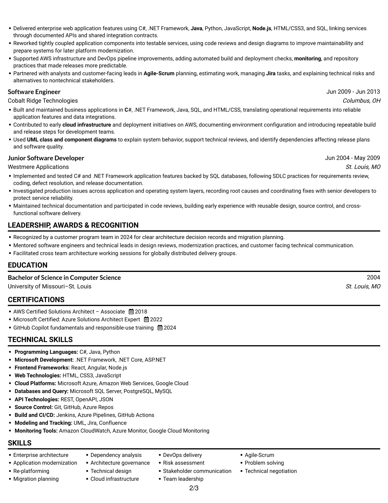 Resume example — page 2