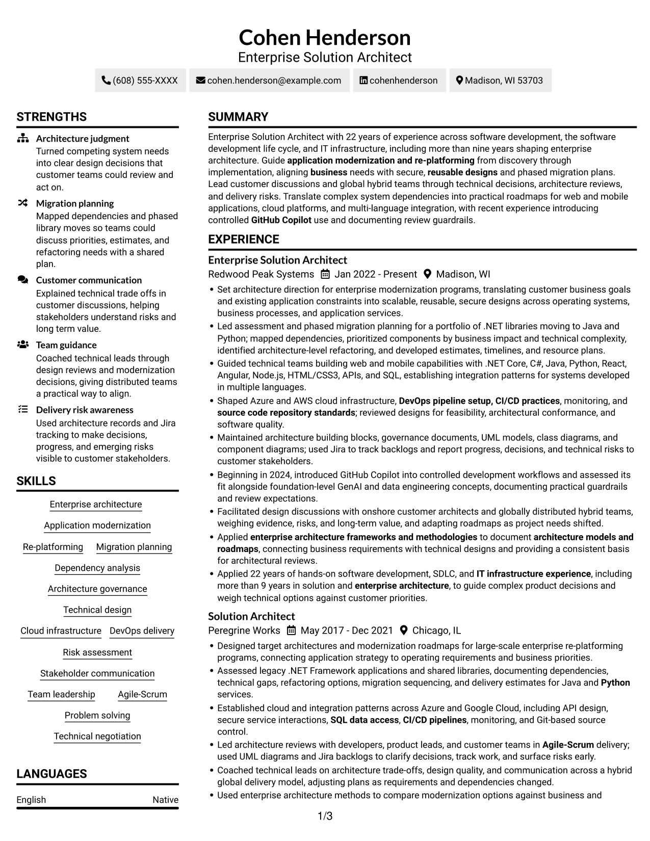 Resume example — page 1