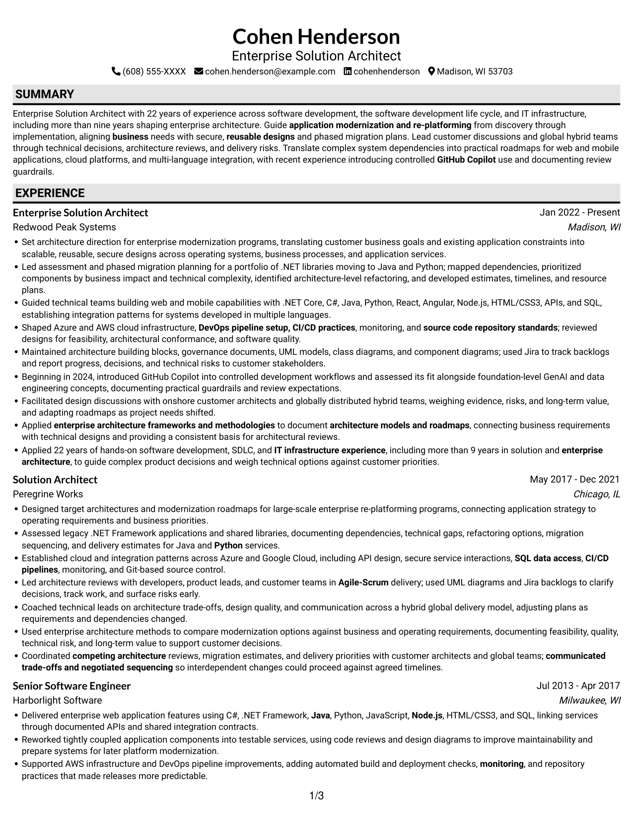 Resume example — page 1