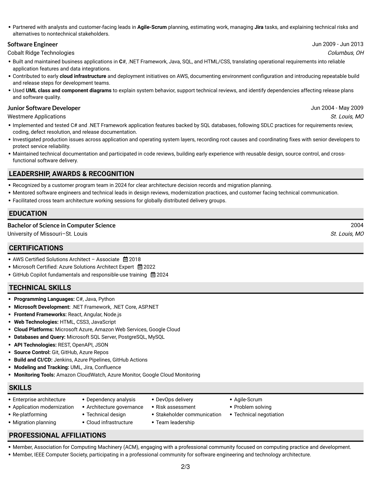 Resume example — page 2