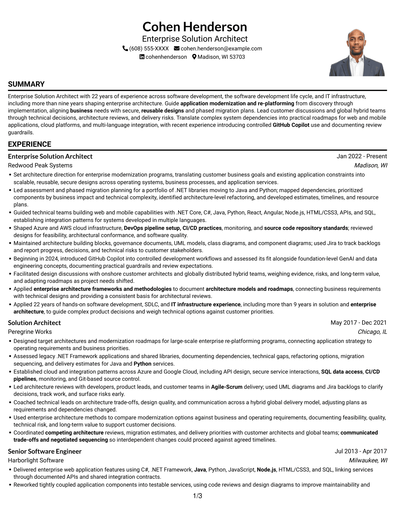 Resume example — page 1
