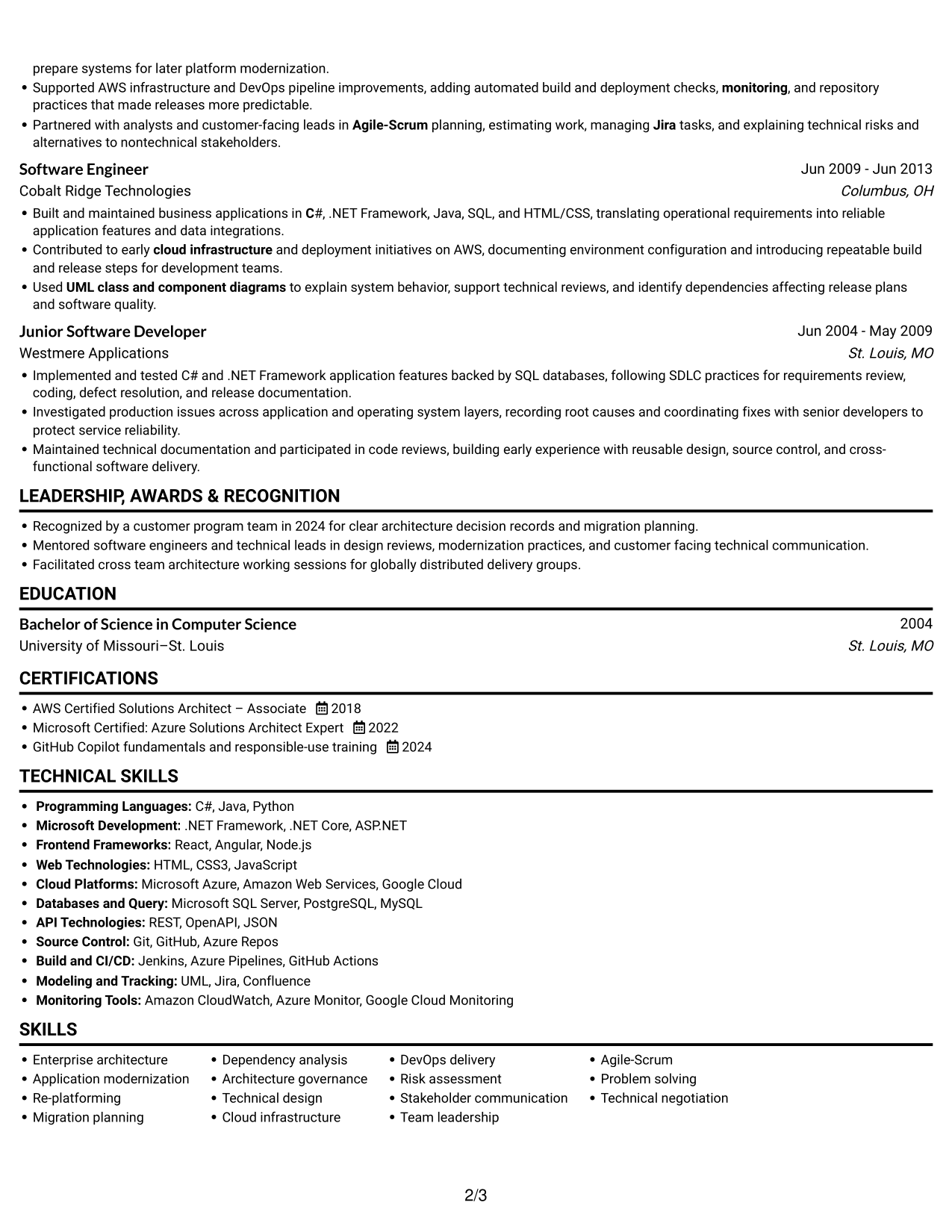 Resume example — page 2