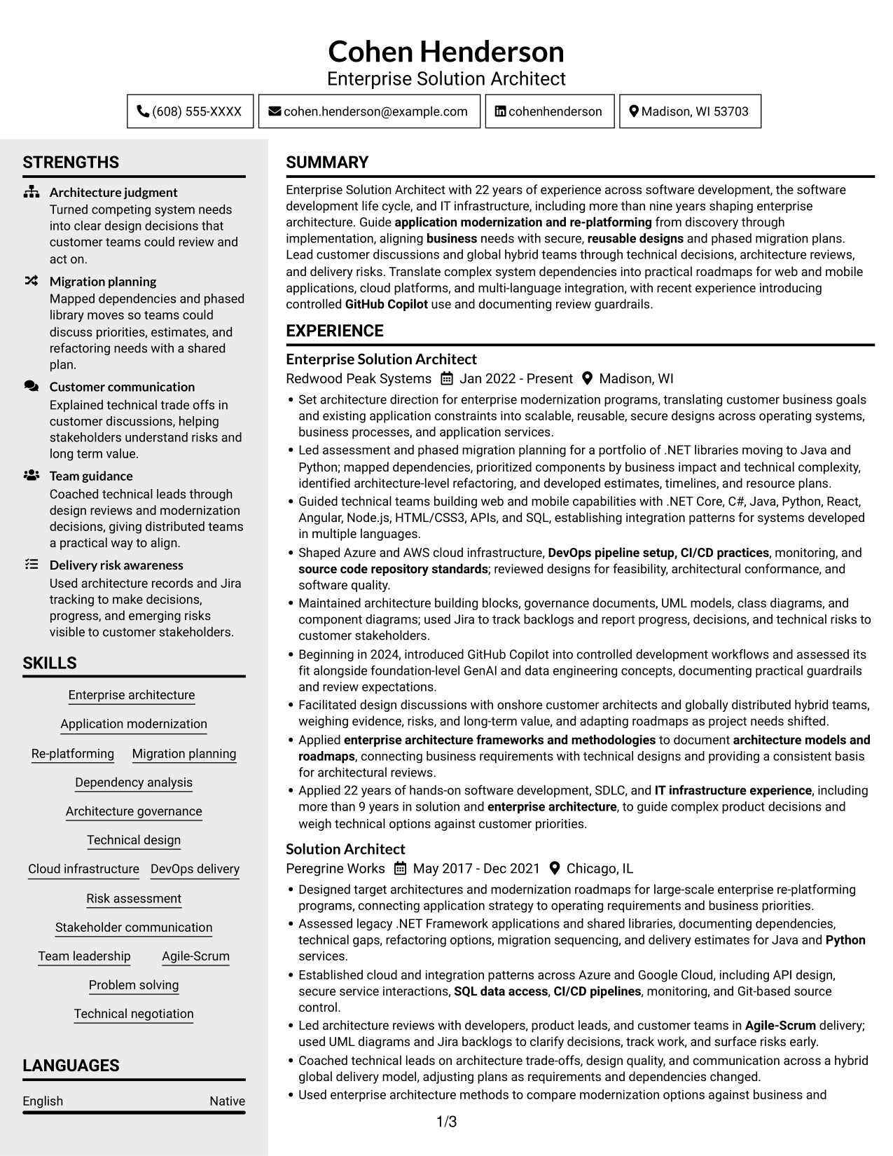 Resume example — page 1