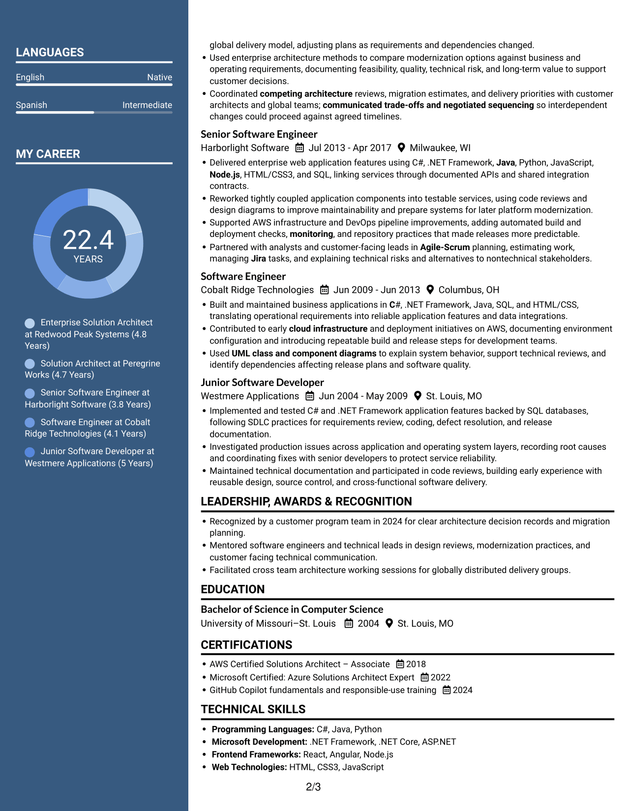 Resume example — page 2