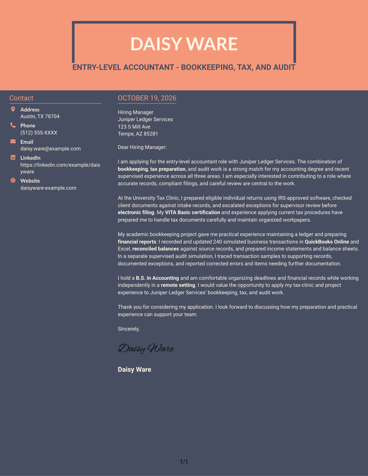 Cover letter example — page 1