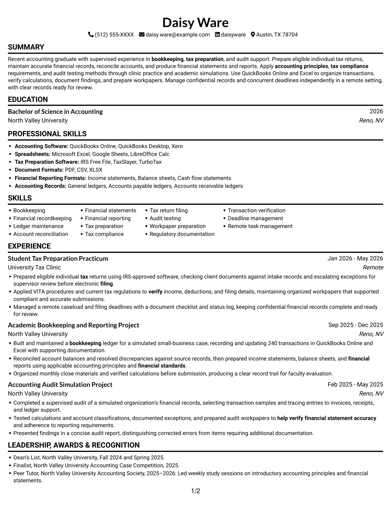 Resume example — page 1