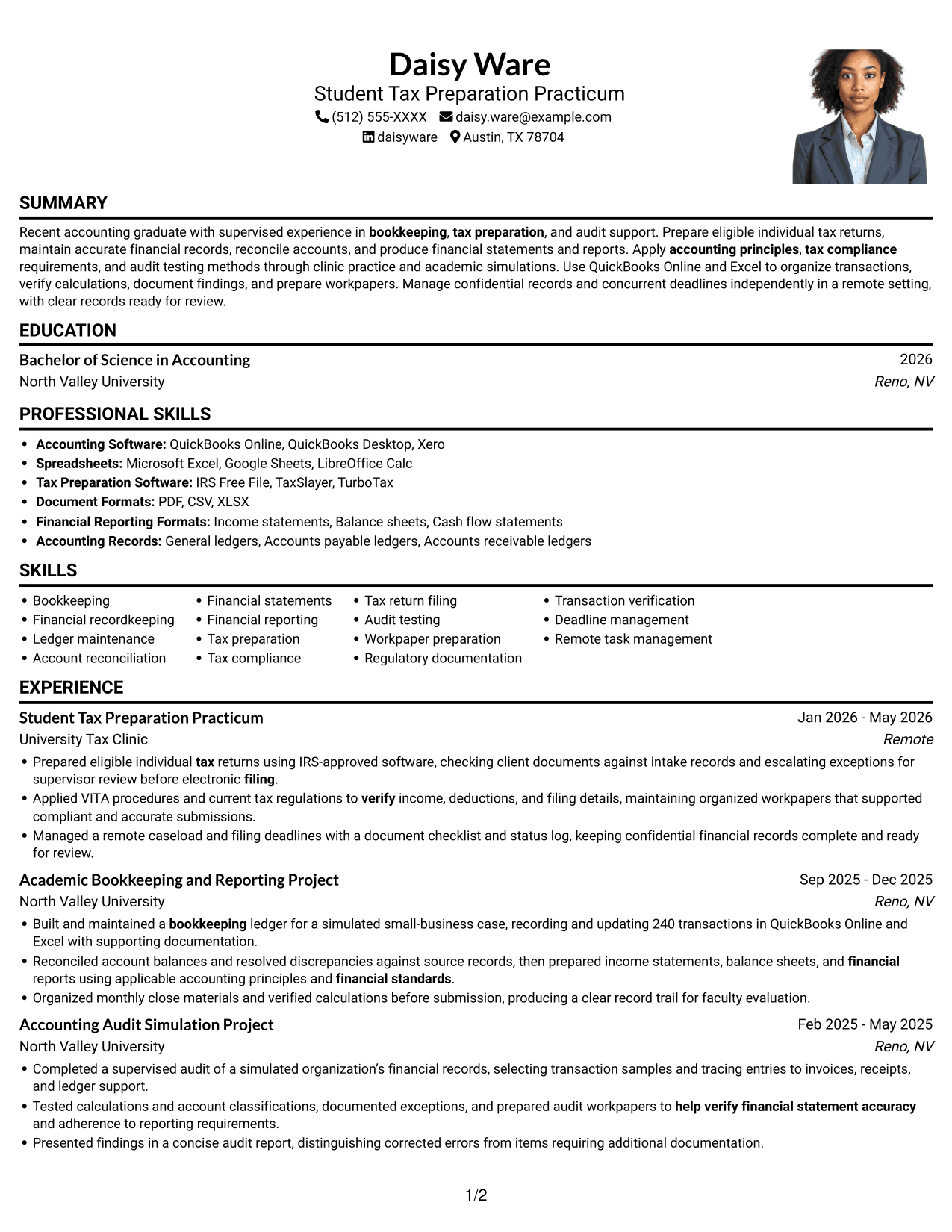 Resume example — page 1
