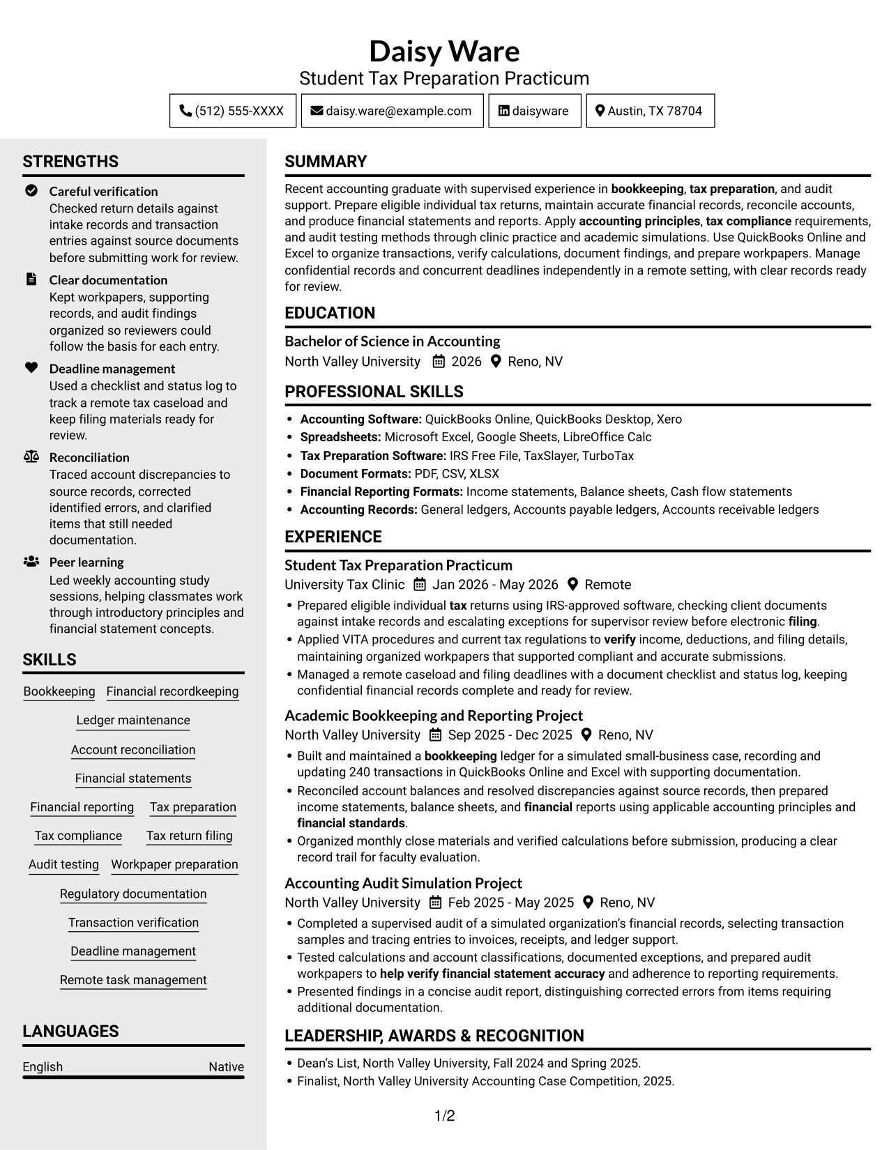 Resume example — page 1