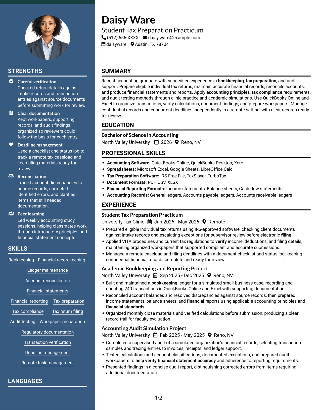 Resume example — page 1
