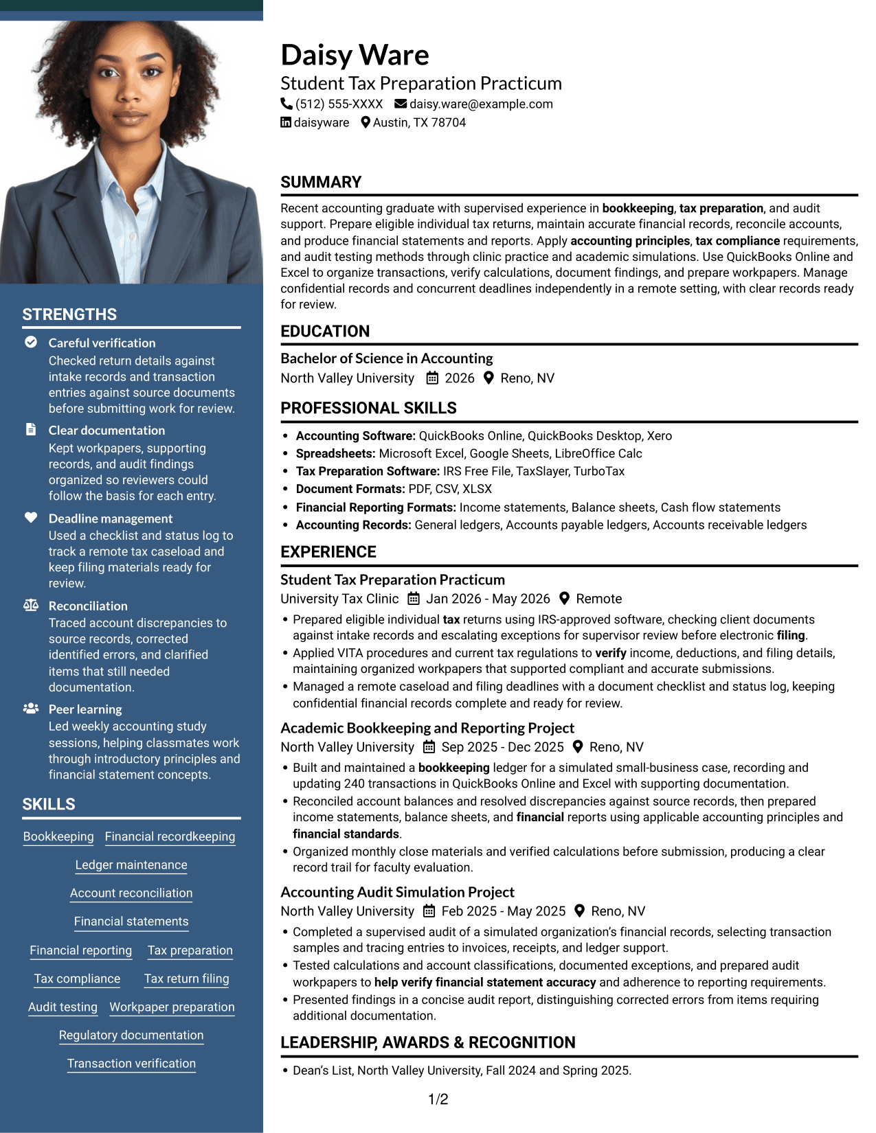 Resume example — page 1