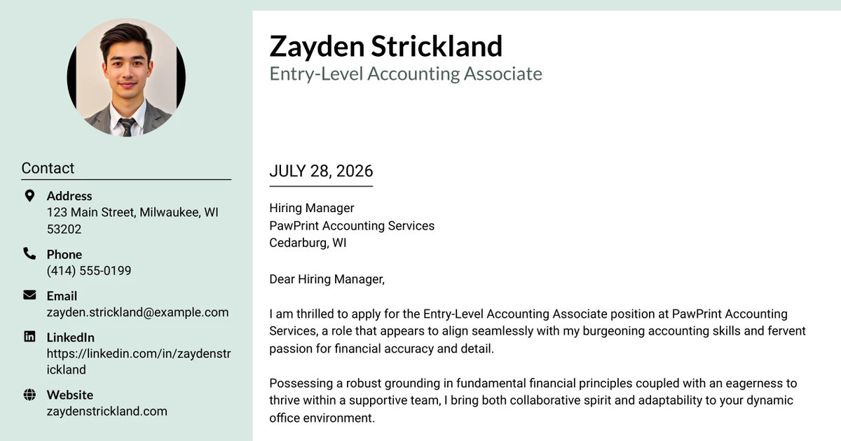 30+ Entry-Level Accounting Associate Cover Letter Templates with Example 2026