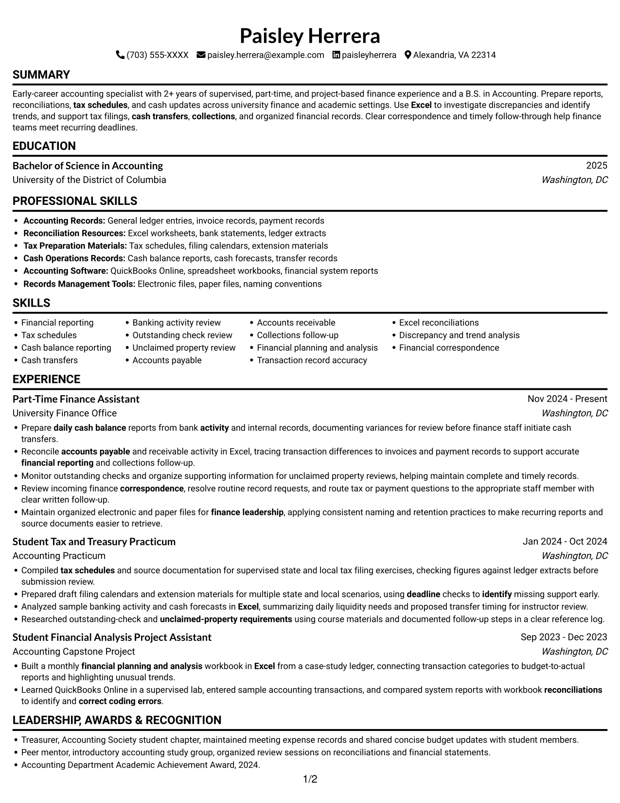 Resume example — page 1