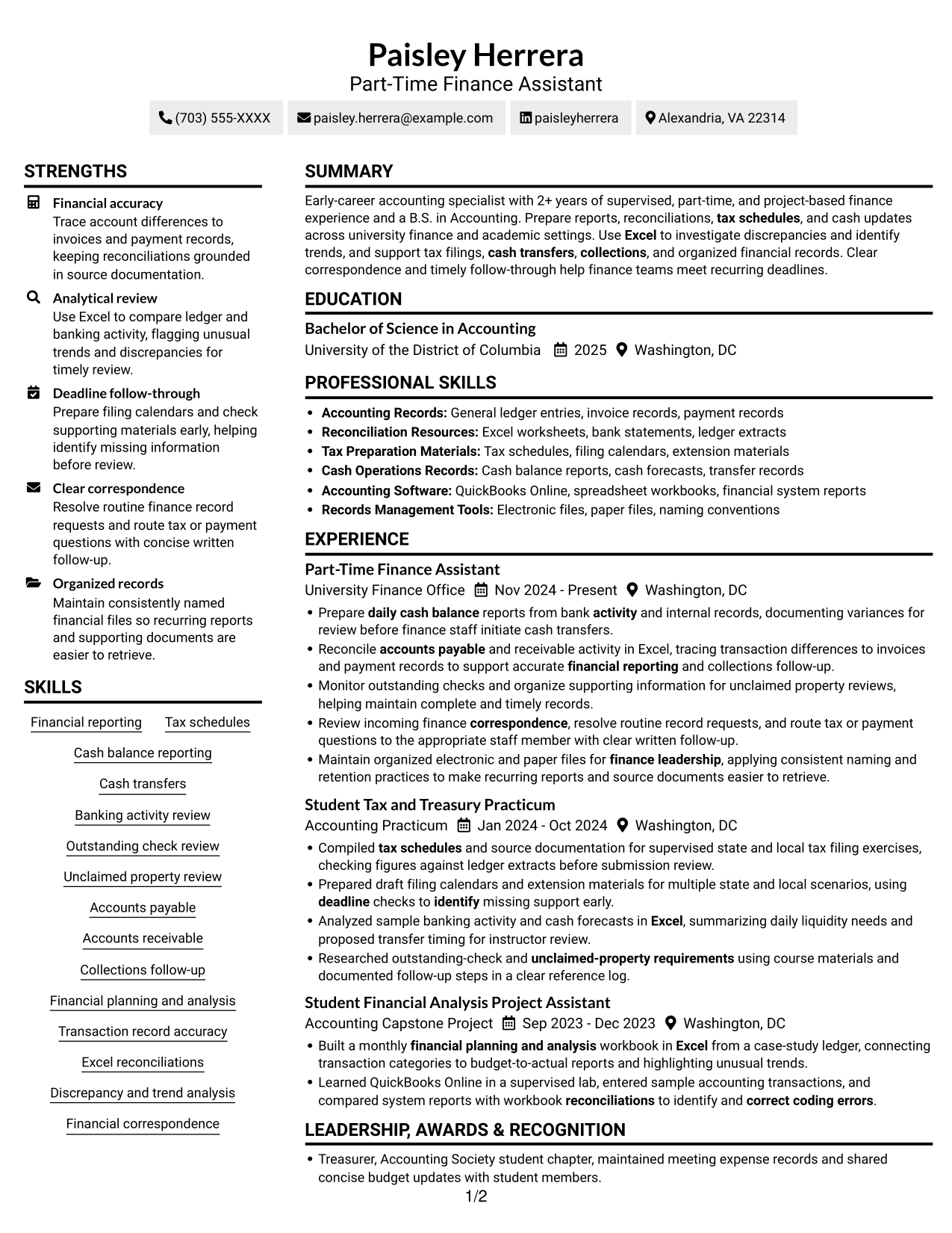 Resume example — page 1